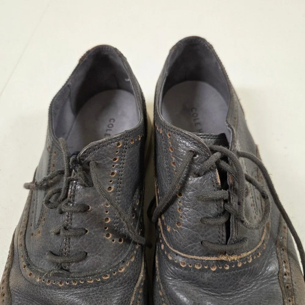 Cole Haan Lunargrand Wingtip Oxford Shoes Mens 12 Gray Leather C12599